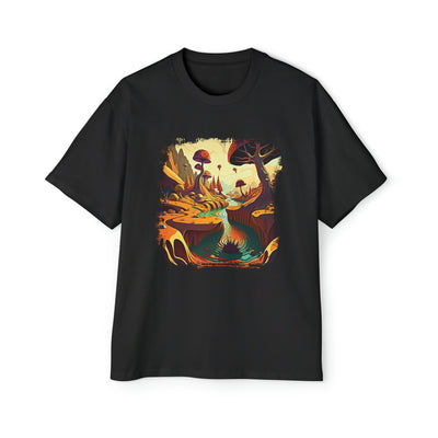 Trippy Adventures: Explore a Psychedelic Mushroom Land on this Oversized T-Shirt