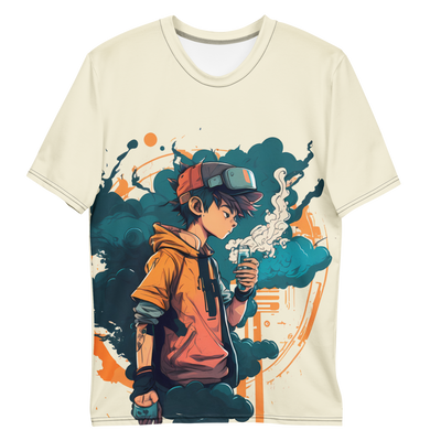 Anime Enigma: Mystical Smoke Tee featuring a Mysterious Boy
