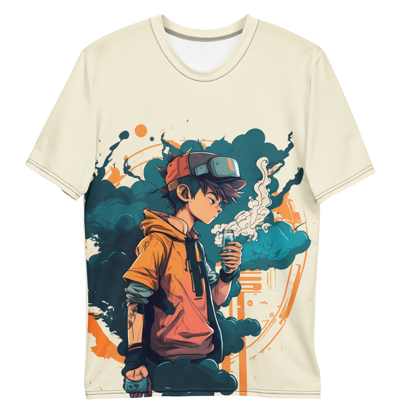 Anime Enigma: Mystical Smoke Tee featuring a Mysterious Boy