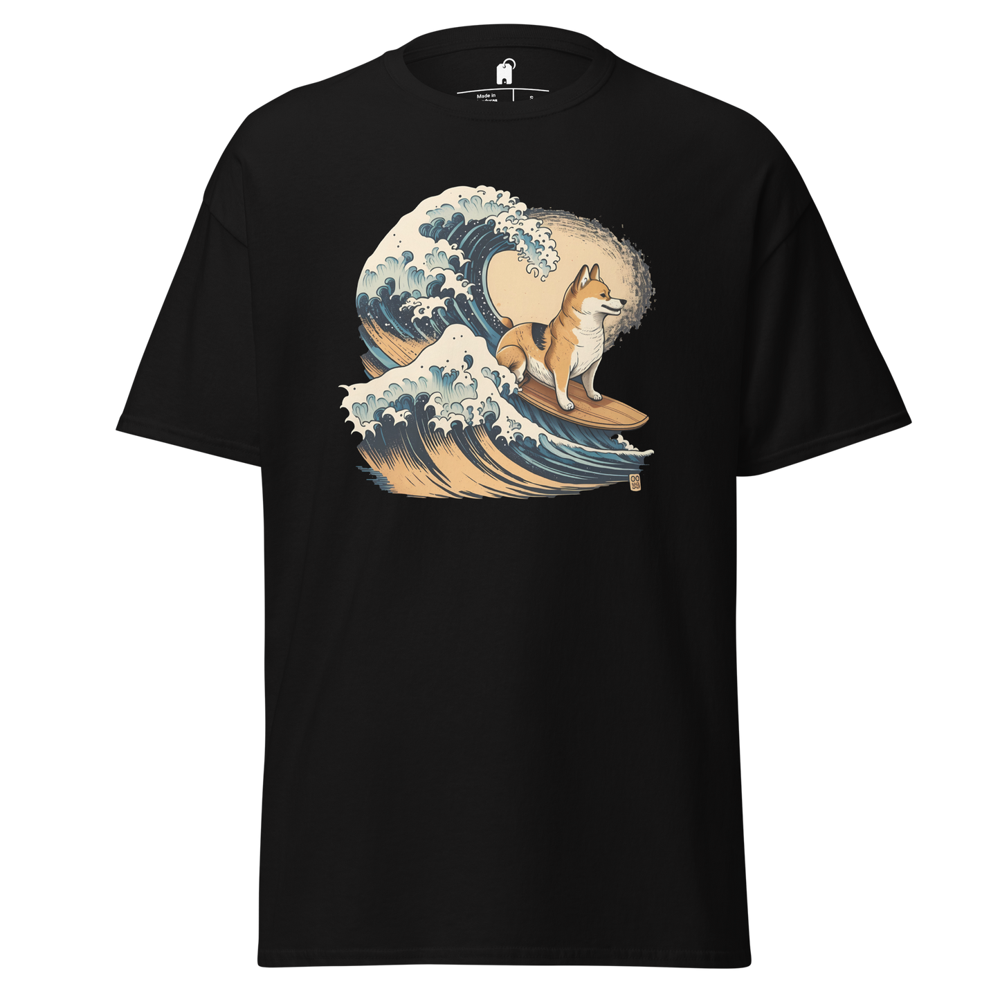 Shiba Inu Hangs Ten on The Great Wave Off Kagawa - Graphic T-Shirt