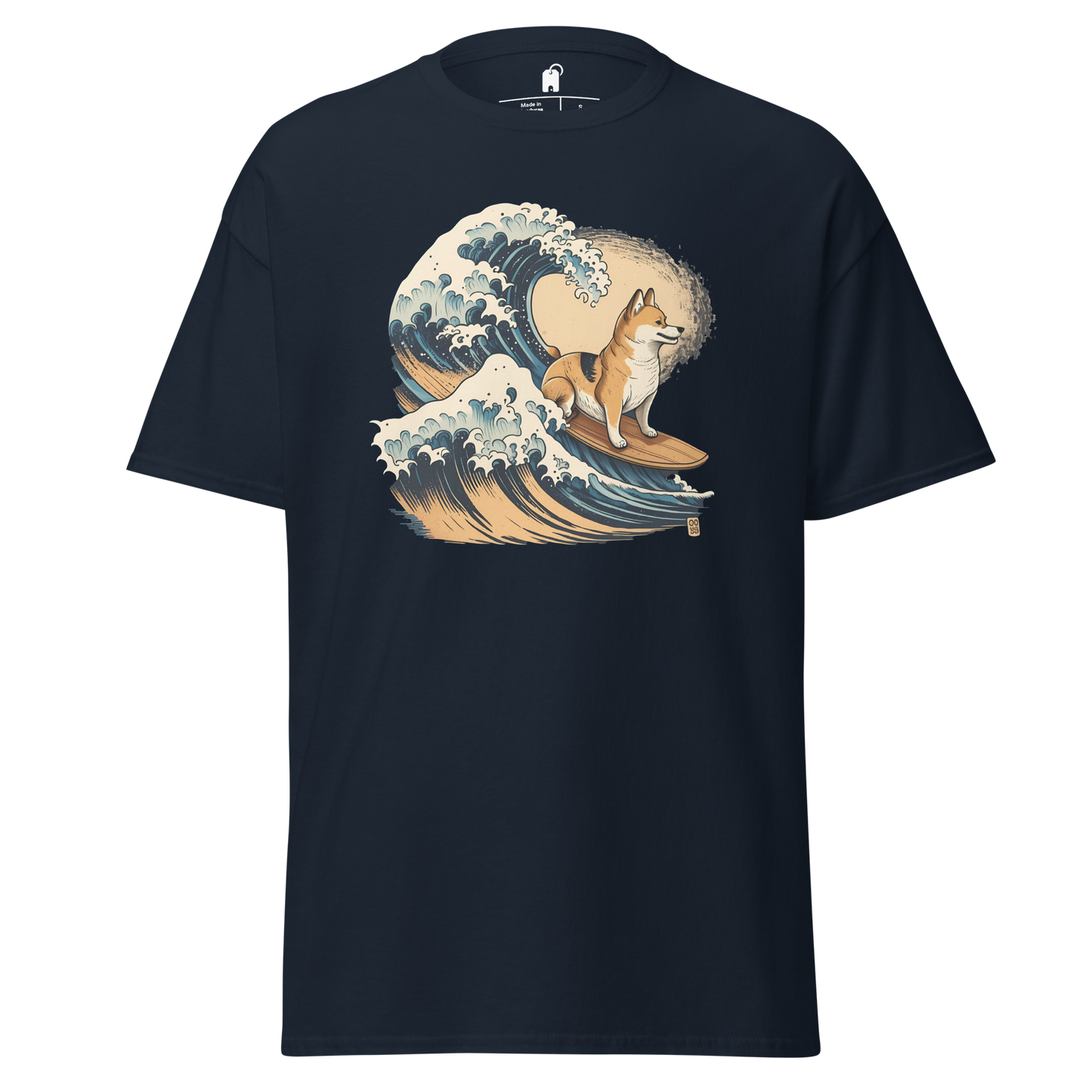 Shiba Inu Hangs Ten on The Great Wave Off Kagawa - Graphic T-Shirt