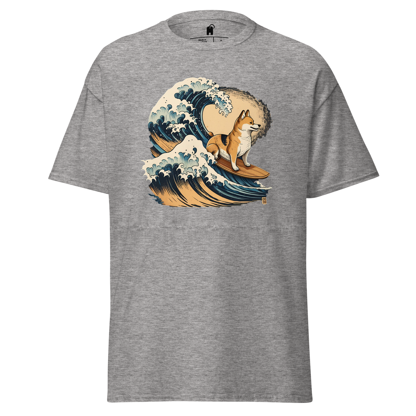 Shiba Inu Hangs Ten on The Great Wave Off Kagawa - Graphic T-Shirt