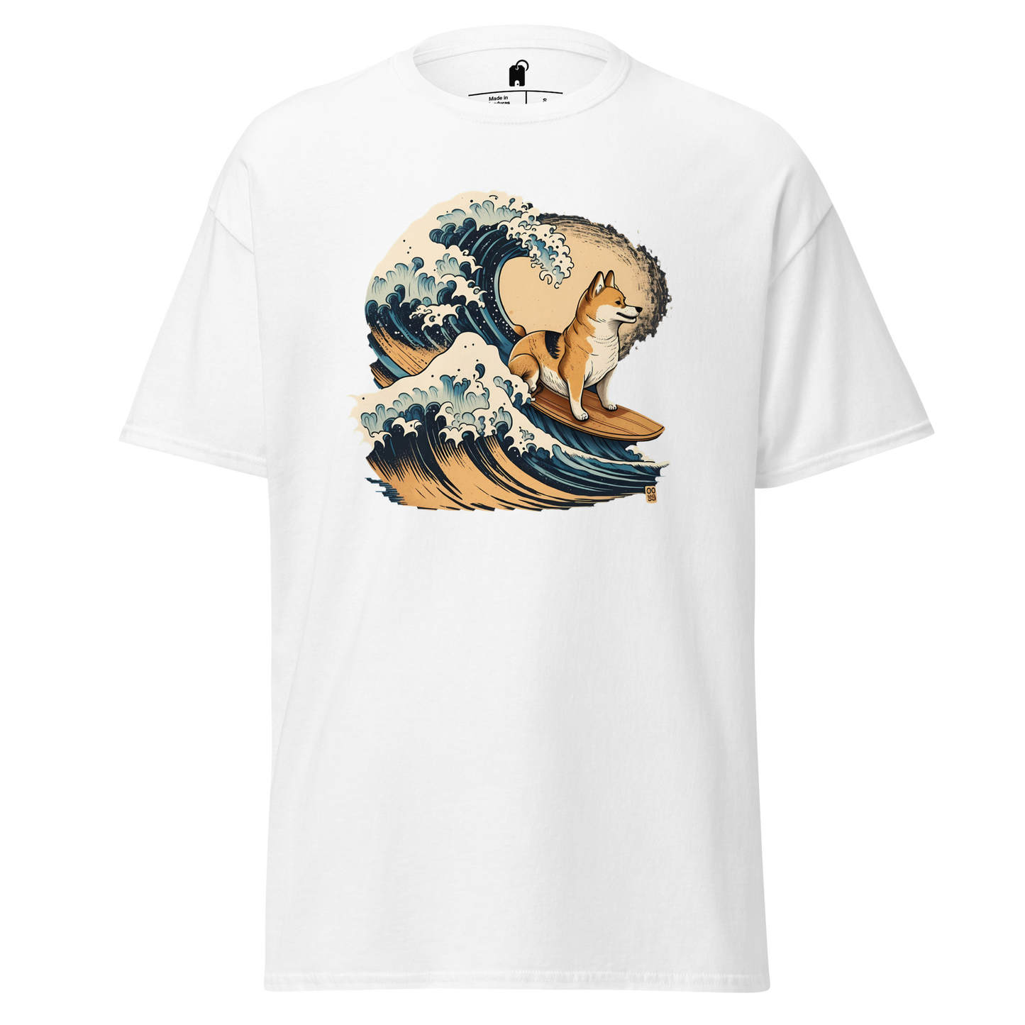 Shiba Inu Hangs Ten on The Great Wave Off Kagawa - Graphic T-Shirt