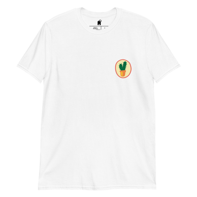 Desert Delight: Minimalist Cactus Left Chest T-Shirt with a Pop Art Twist