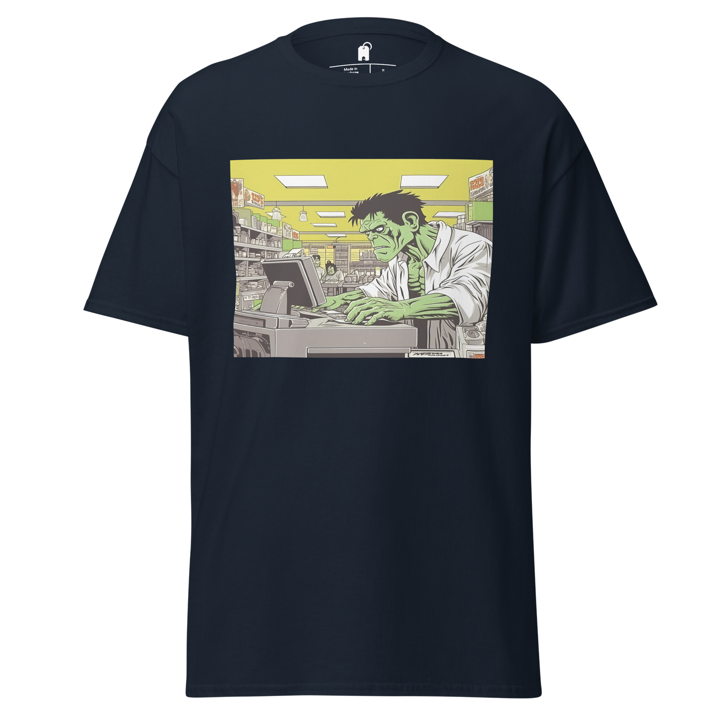 Frankenstein's Groceries: Monster at Work Supermarket Clerk T-Shirt