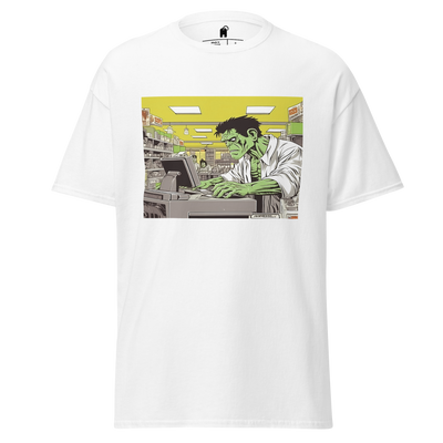 Frankenstein's Groceries: Monster at Work Supermarket Clerk T-Shirt