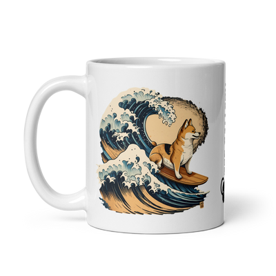 Surfing Shiba Inu Mug: Ride the Wave with Your Favorite Canine Companion